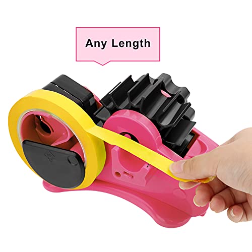 Pink Heat Tape Dispenser Sublimation for Heat Transfer Tape, Multiple Roll Cut Semi Automatic Heat Resistant Tape Dispenser for Taping Vinyl onto T-Shirts, with 1"& 3" Two Cores for Heat Press Tape