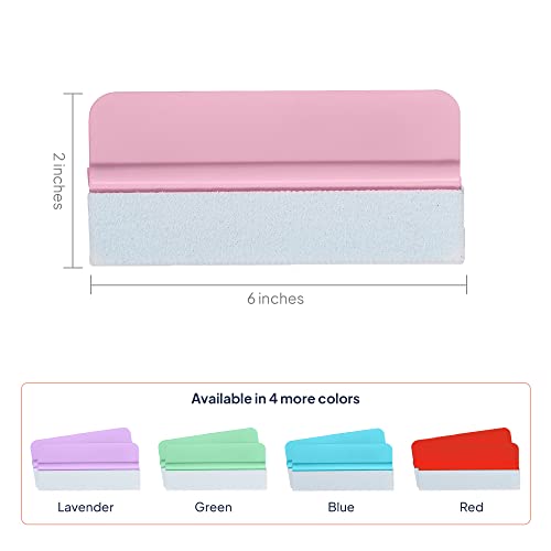 iVyne Colorful Plastic Squeegee for Vinyl/Scraper Tool with Soft Felt Cloth - for Cricut Crafting - Window Tint - Adhesive Vinyl Decal - Lettering - HTV (Pink, 2 Pack)