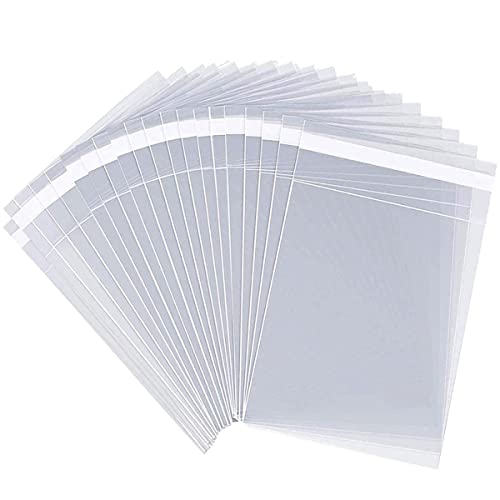 LEOSINDA 100pcs 7 X 10 Clear Resealable Cellophane Bags Treat Bags Cookie Bags Cello Candy Bags Self Sealing Adhesive Gift Wrap Plastic Small Business Packaging 1.3mil