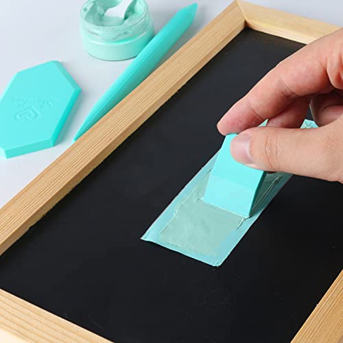 She Love Angled Chalk Paste Squeegee Set 17 Packs Screen Printing Squeegee, Rubber Mini Squeegee for Chalk Paint Ink Screen Printing Start Kit with 5 Stir Sticks Storage Box for Silk Screen Stencil