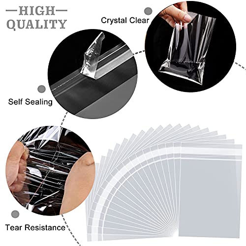 LEOSINDA 100pcs 7 X 10 Clear Resealable Cellophane Bags Treat Bags Cookie Bags Cello Candy Bags Self Sealing Adhesive Gift Wrap Plastic Small Business Packaging 1.3mil