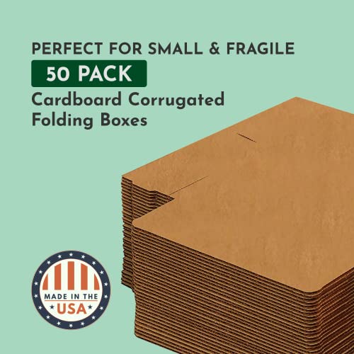 Boxes Fast BFM552K Corrugated Cardboard Mailers, 5 x 5 x 2 Inches, Tuck Top One-Piece, Die-Cut Shipping Cartons, Small Brown Kraft Mailing Boxes (Pack of 50)