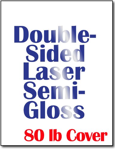 Double Sided Semi Gloss Cardstock for Laser Printers - Thick 80lb Cover (216gsm) - 8-1/2" x 11" (50 Sheets)
