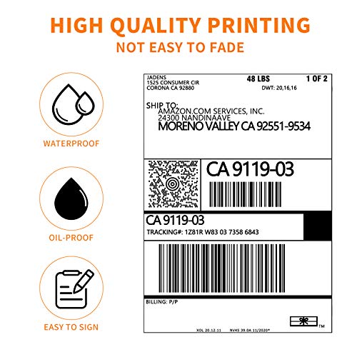JADENS Thermal Shipping Labels 4x6-350 Labels(4 Rolls), Compatible with Rollo, Brother, Zebra and Most Thermal Printer, Perforated, Commercial Grade, Doesn't Compatible with Dymo