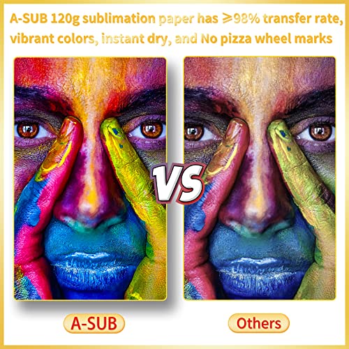 A-SUB Sublimation Paper Heat Transfer 110 Sheets 8.5 x 14 Inches Legal Size Compatible with Inkjet Printer 120gsm