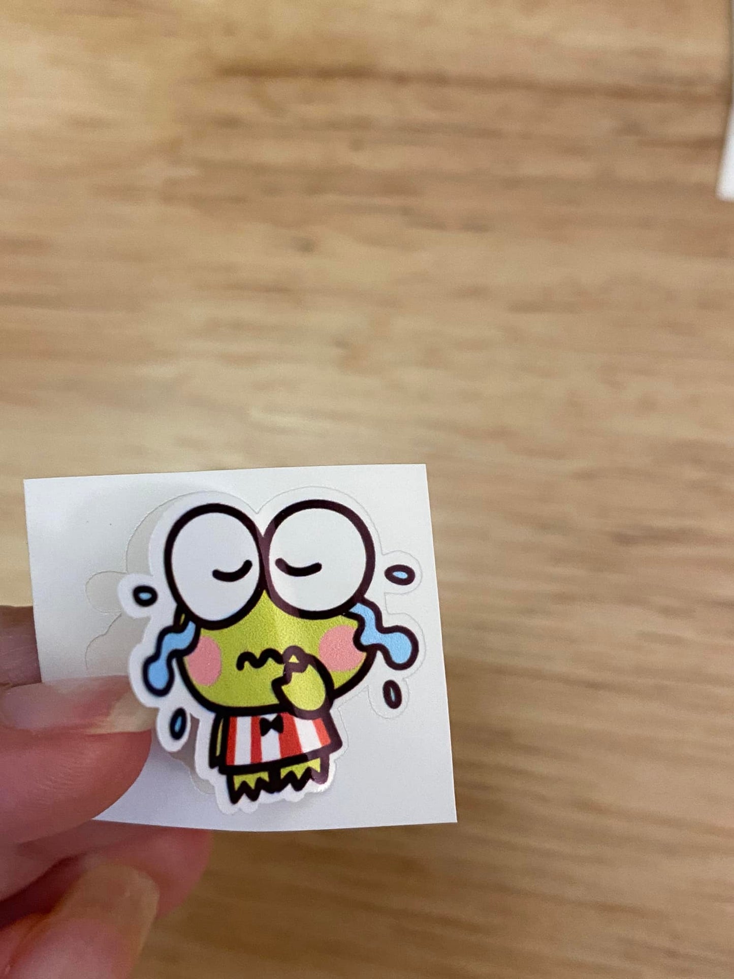 Sad Cute Green Frog Sticker