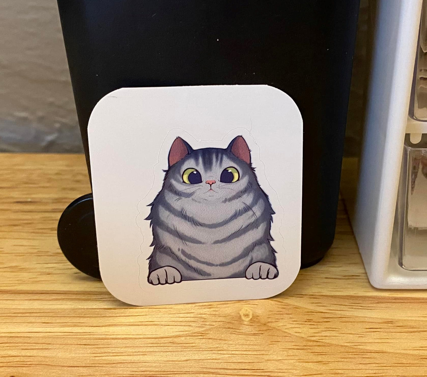 Fluffy Grey Tabby Cat STICKER