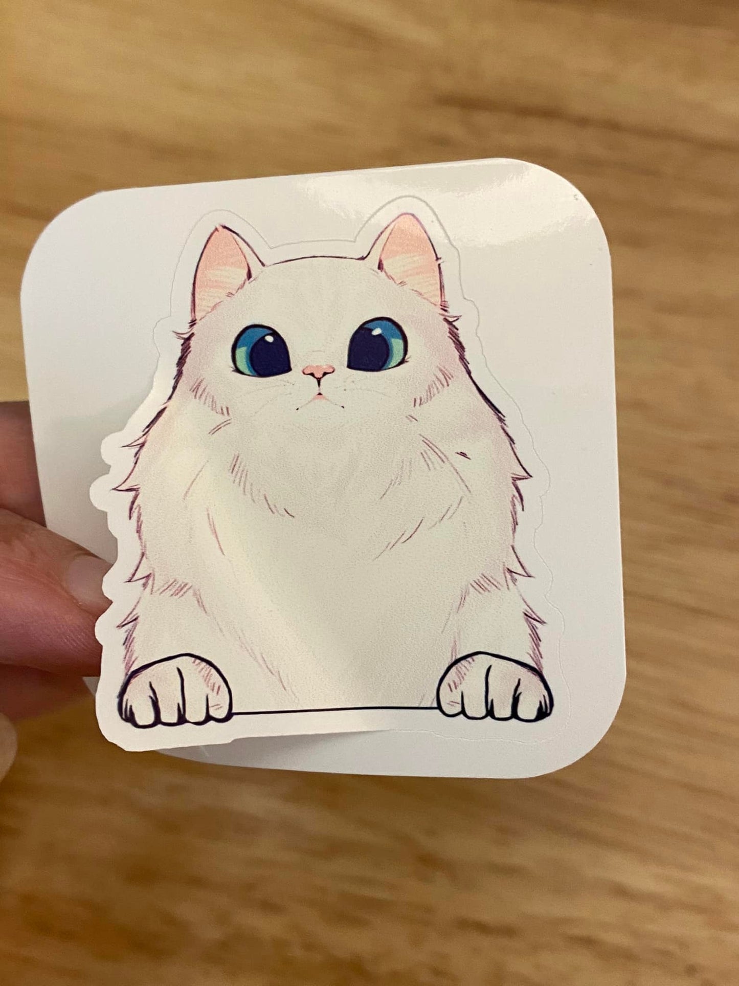 Fluffy White Cat STICKER
