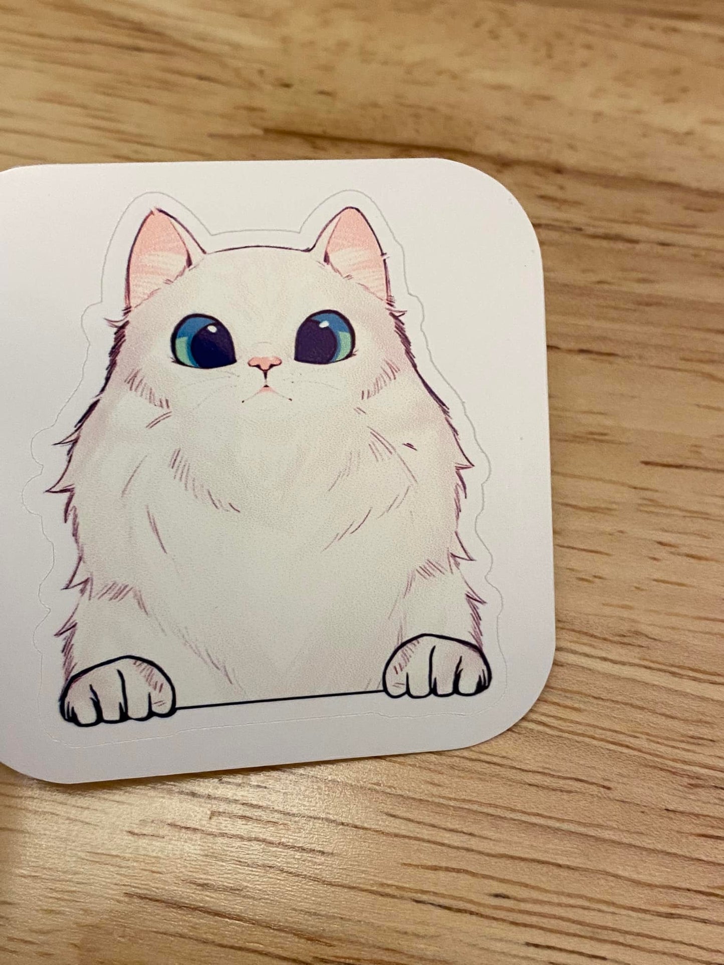 Fluffy White Cat STICKER
