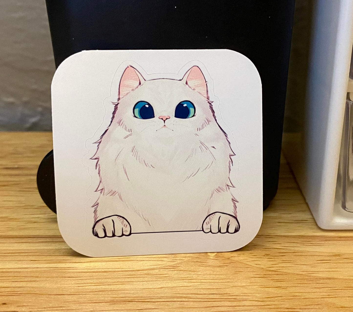 Fluffy White Cat STICKER