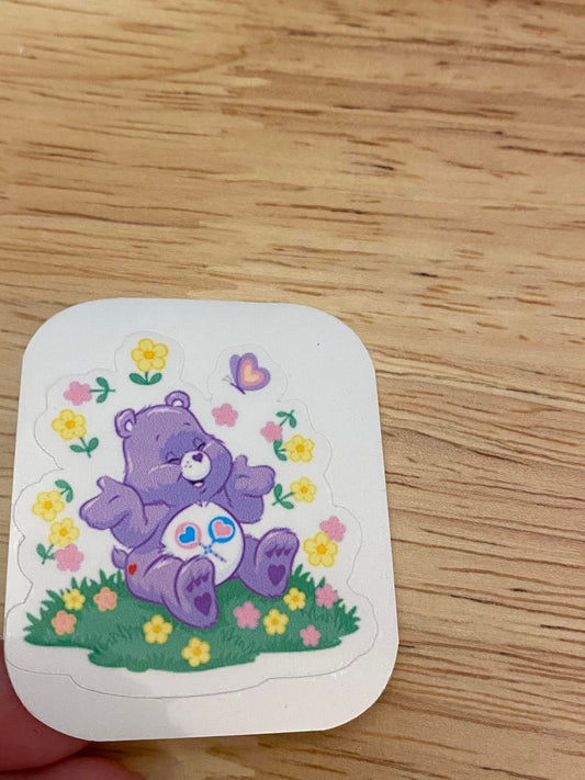 Cute Purple Bear with Yellow Flowers Sticker