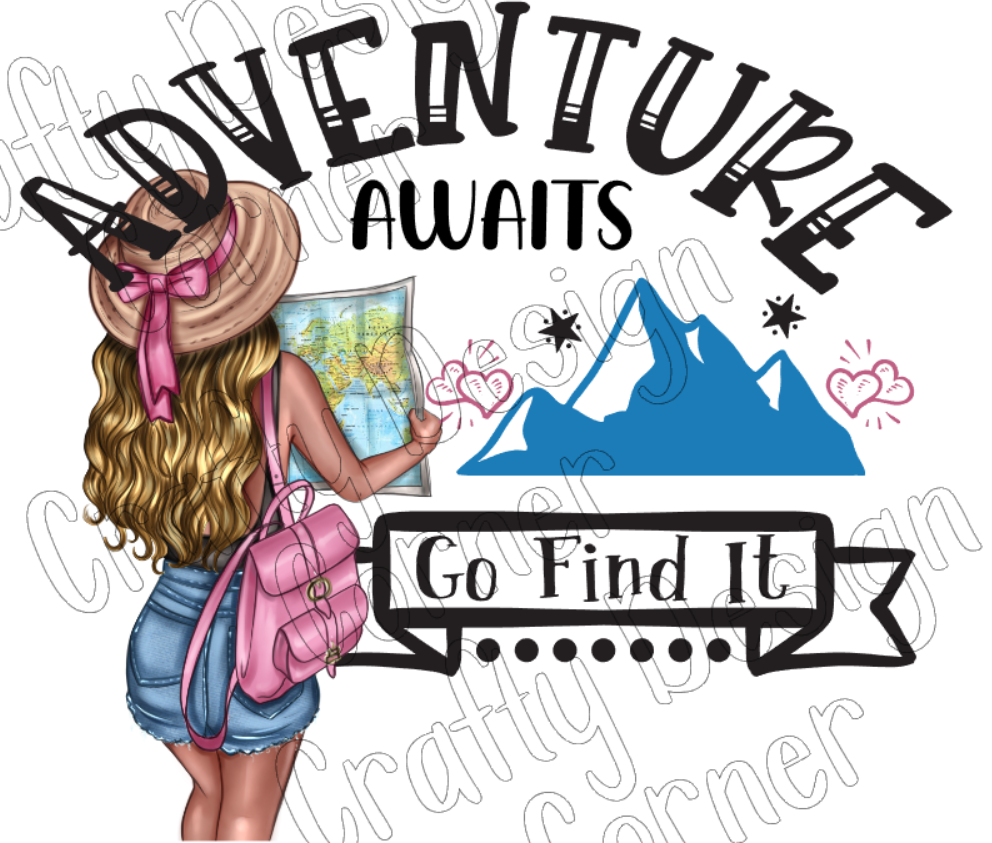 Blonde Adventure Awaits Go Find it PNG/JPeg Download