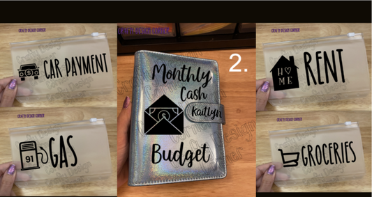 Cash Budget Binder with 4 Cash Envelops Smooth Sparkle Blue Glitter
