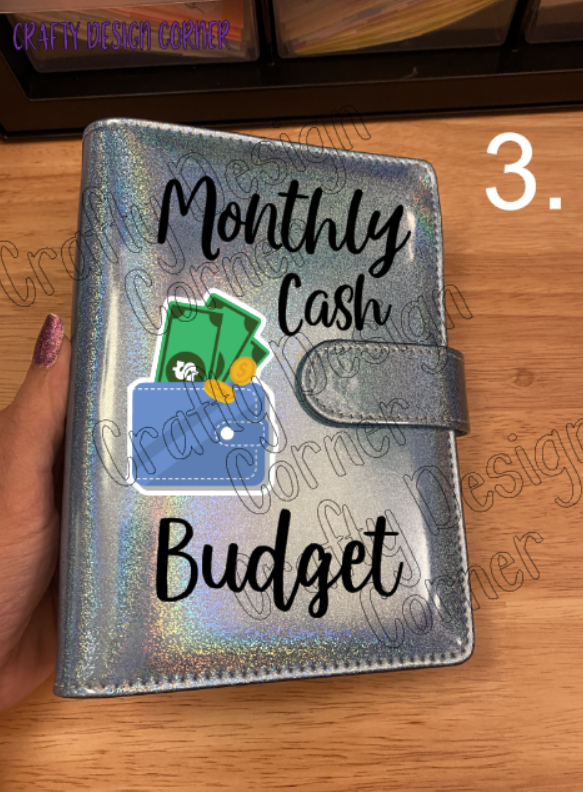 A6 Budget Binder with 4 Cash Envelops Smooth Sparkle Blue Glitter