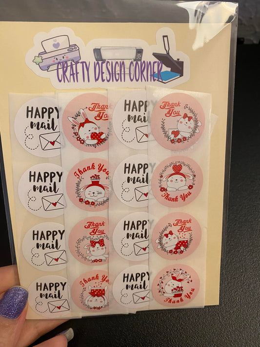 32 pcs Bunny Thank You Sticker with Happy Mail Sticker Pack
