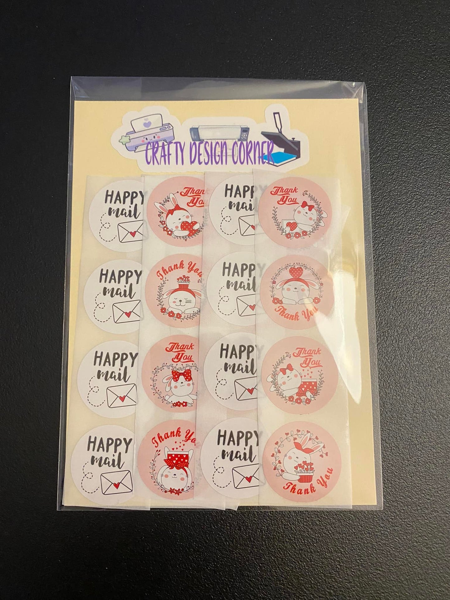32 pcs Bunny Thank You Sticker with Happy Mail Sticker Pack