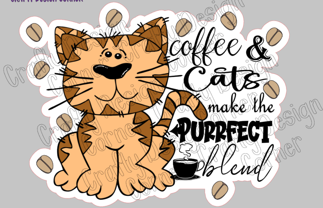 Coffee and Cats make the Purrfect Blend STICKER