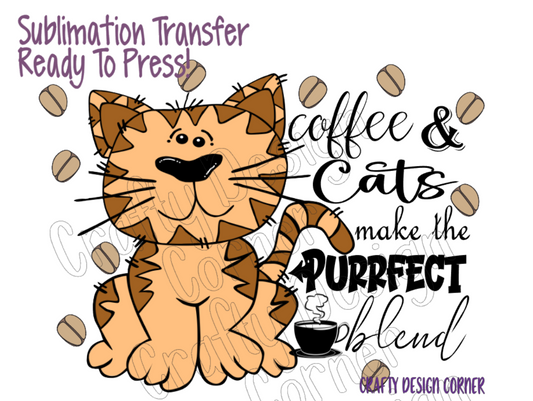 RTP Sublimation Coffee and Cats  Sublimation Transfer
