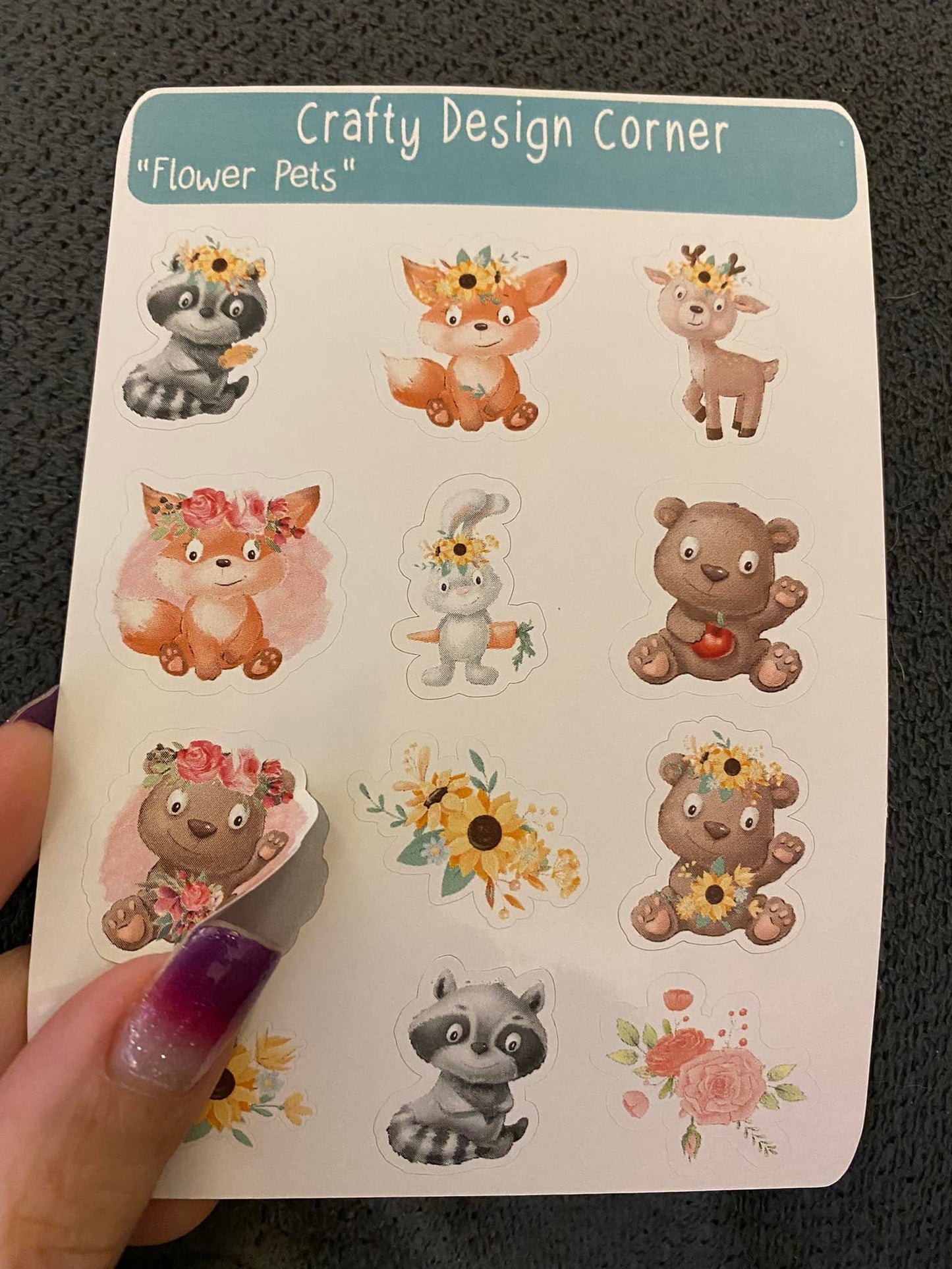 1" Flower Pets Sticker Sheet, Cute Pet Stickers