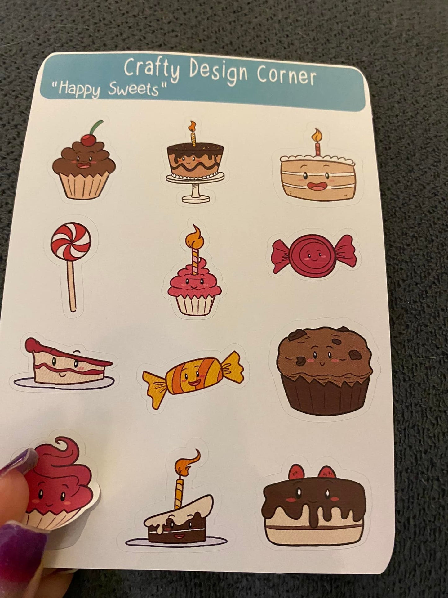 1" Happy Sweets Sticker Sheet, Candy Sticker Sheet
