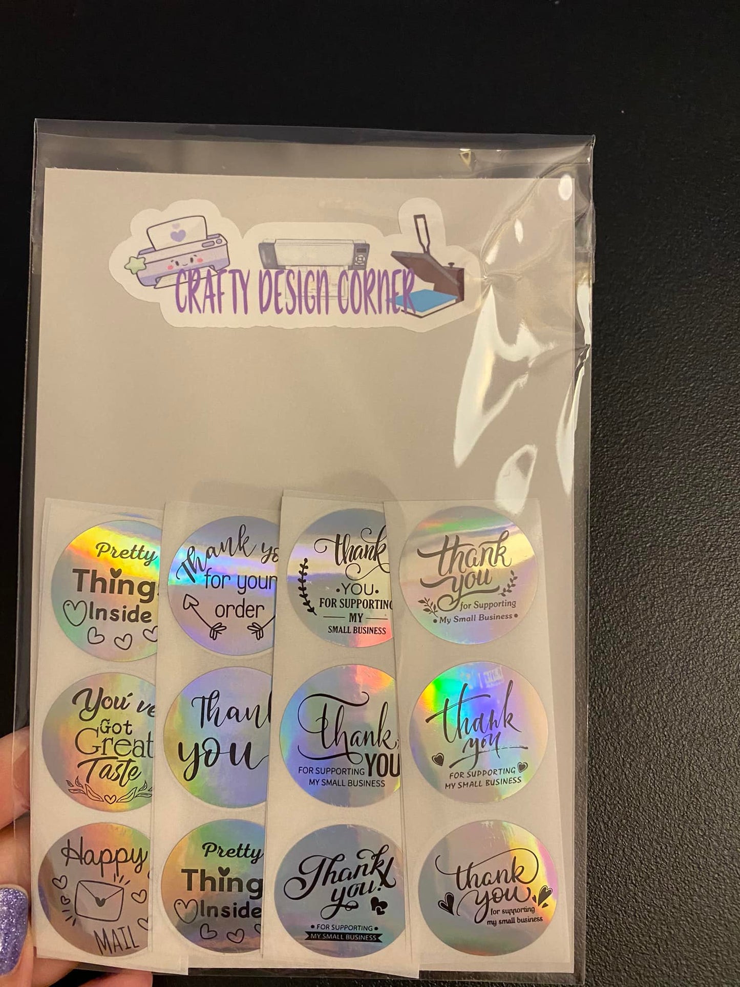 24 pcs Holographic Thank You Sticker Pack