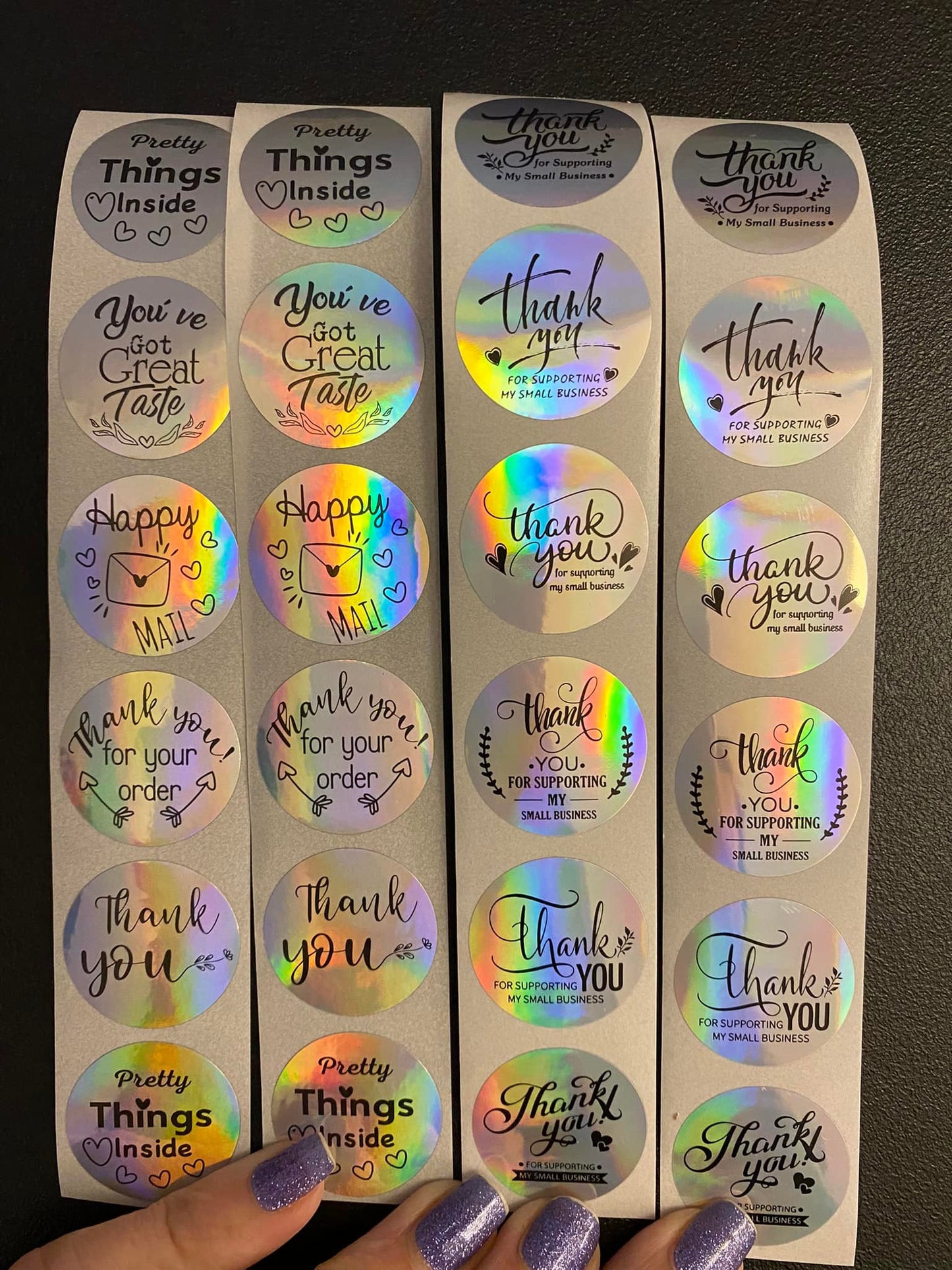 24 pcs Holographic Thank You Sticker Pack