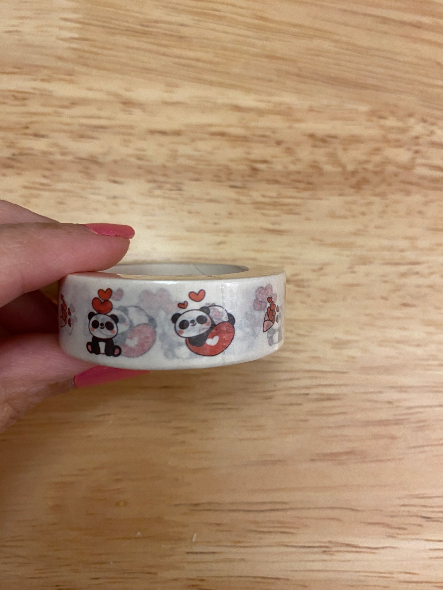 Big Roll of Panda with Hearts Washi Tape