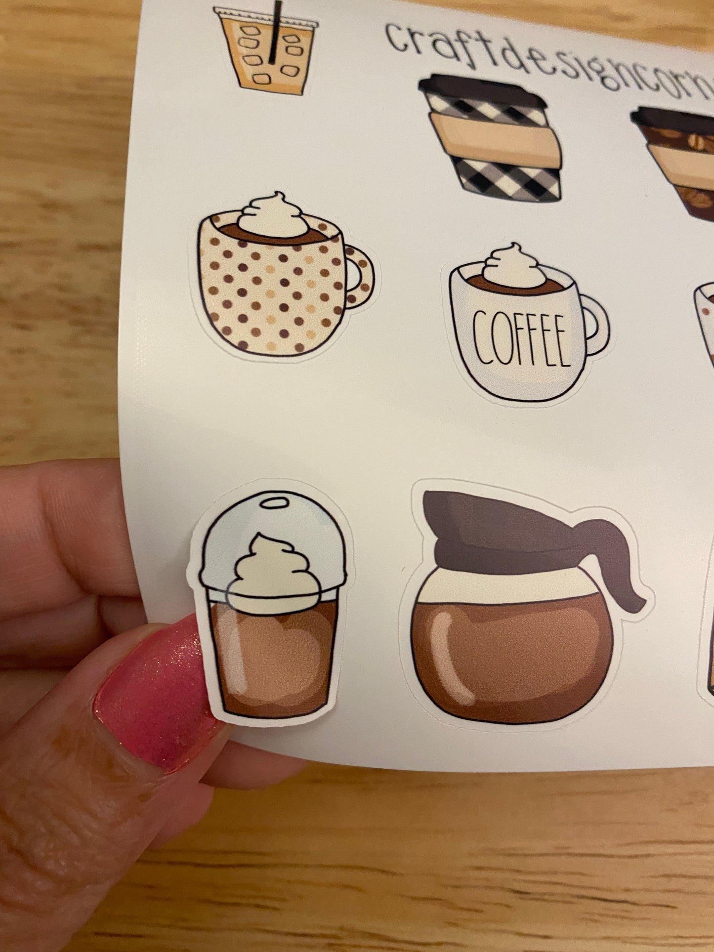 Coffee Planner Sheet of Latte and Coffee cups Planner Stickers