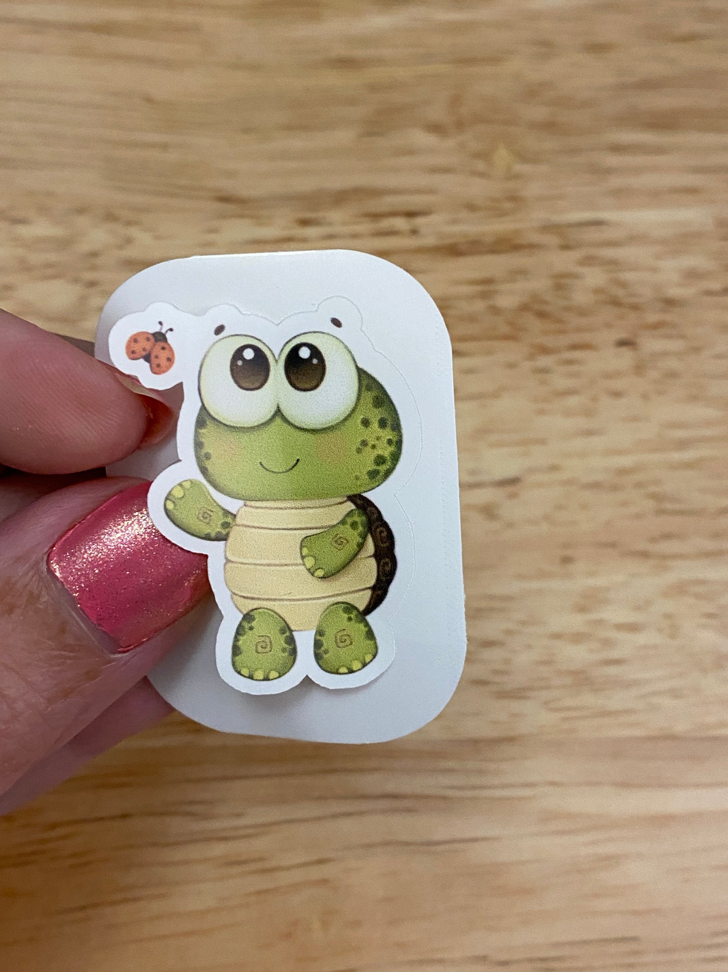 Frog with Ladybugs and Big Eyes Sticker