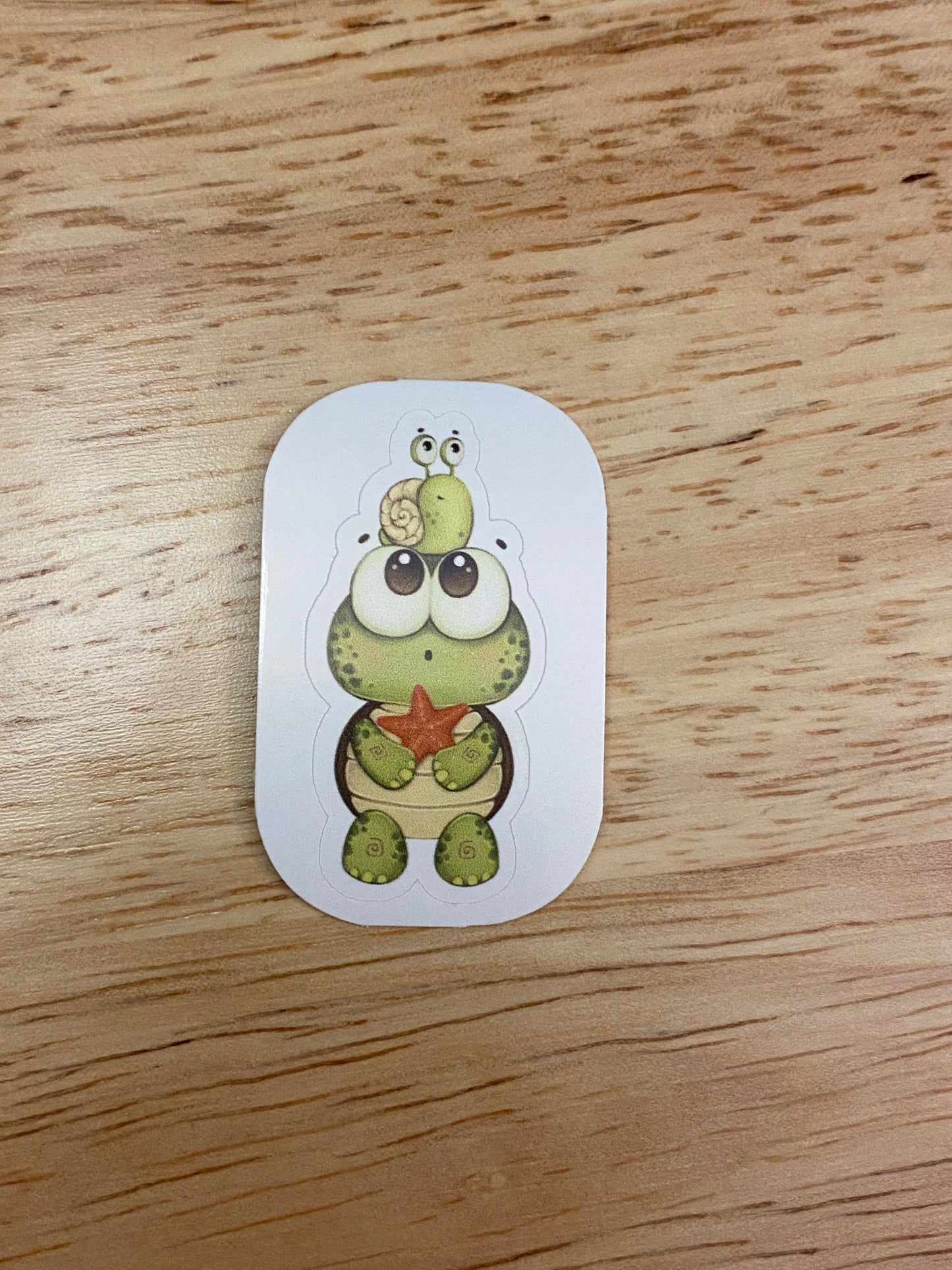 Cute Snail on Green Frog with Big Eyes Sticker