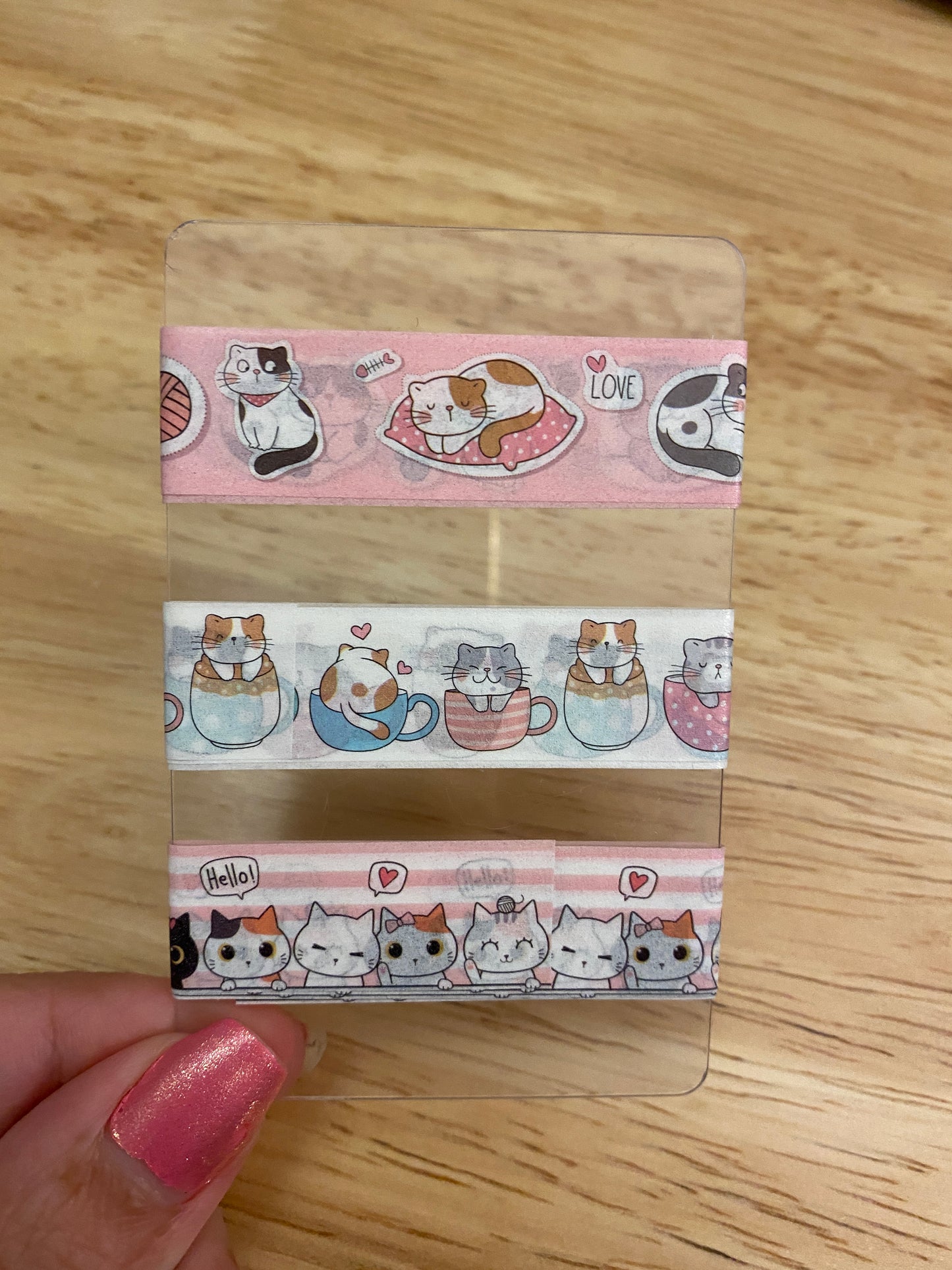 Medium Sample Card of Cats in Pink Washi Tape
