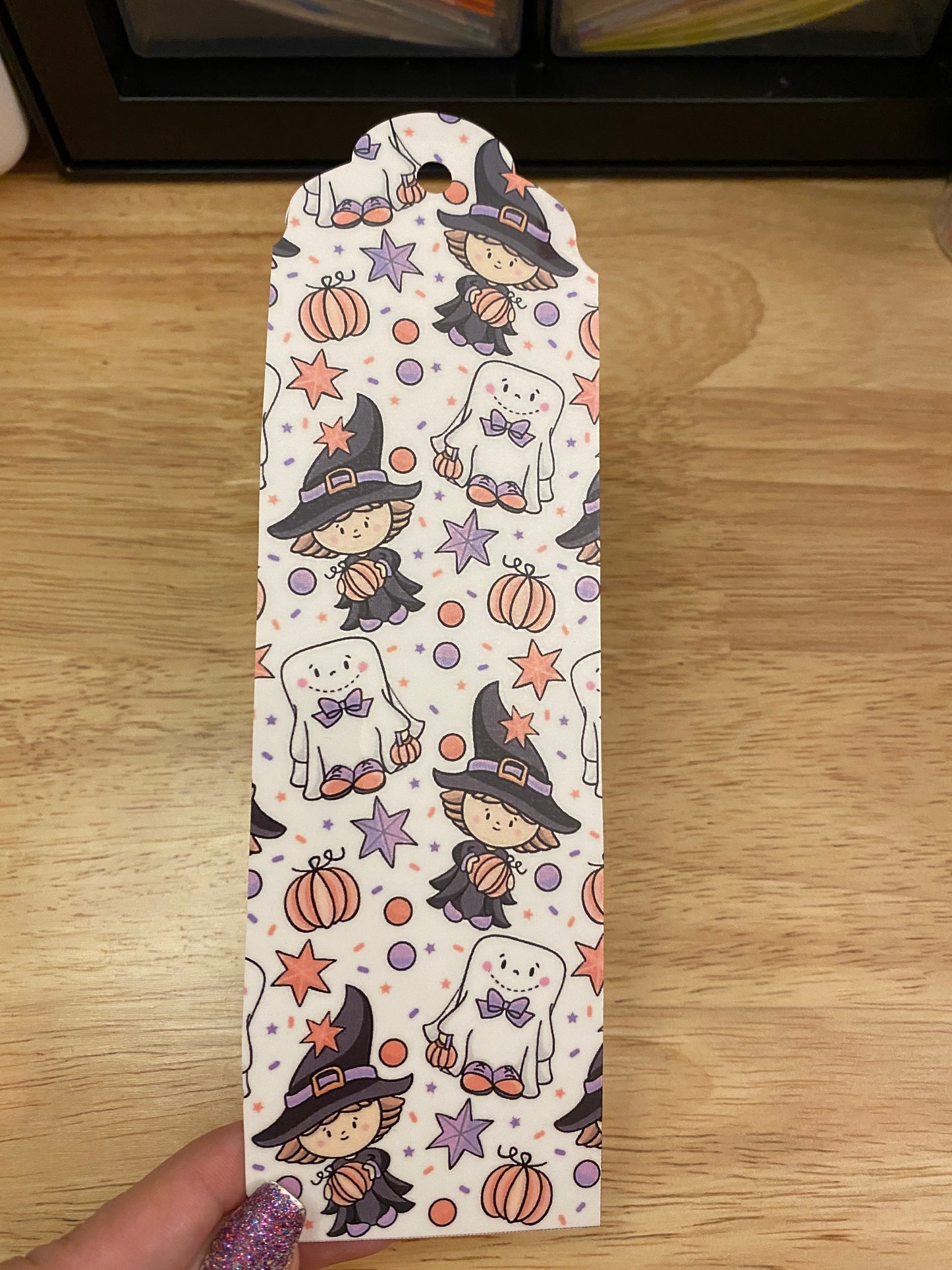 Double Sided Halloween Girl with Ghost Bookmark