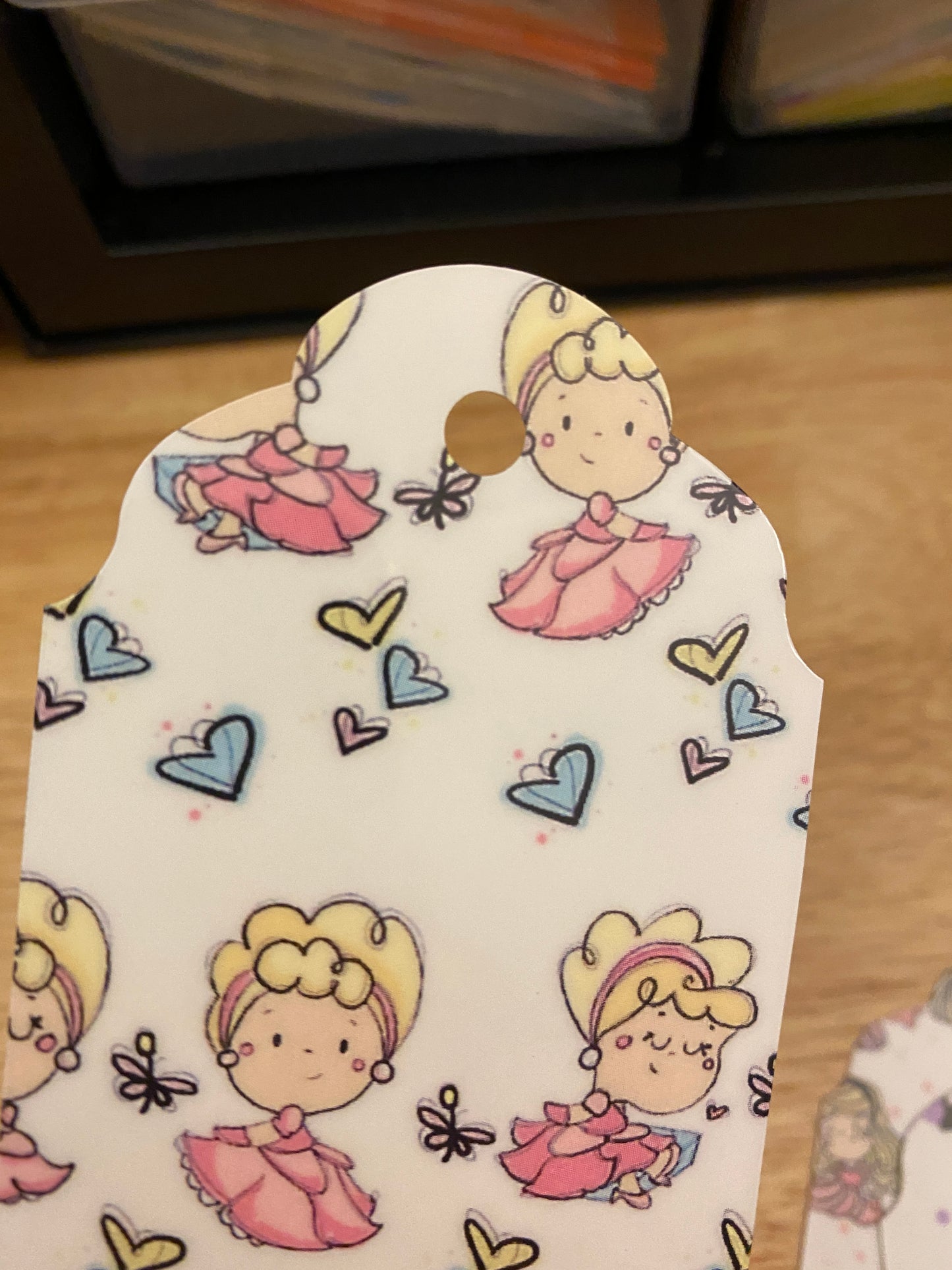 Double Sided Pink Blonde Princess with Hearts Bookmark