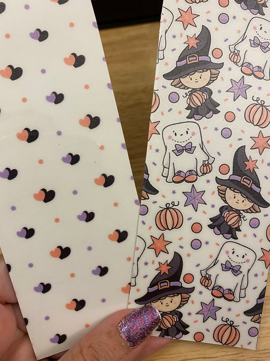 Double Sided Halloween Girl with Ghost Bookmark