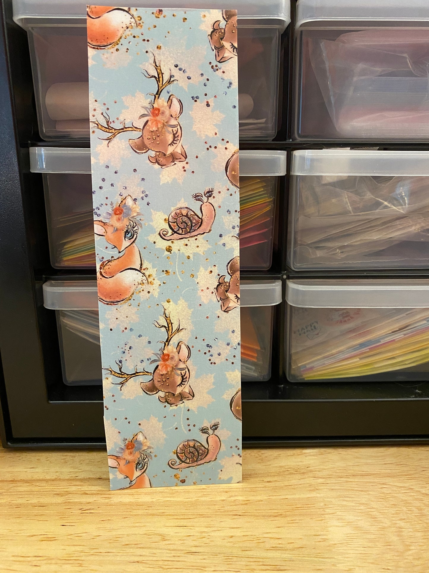 Double Sided Deer n Snails Bookmark