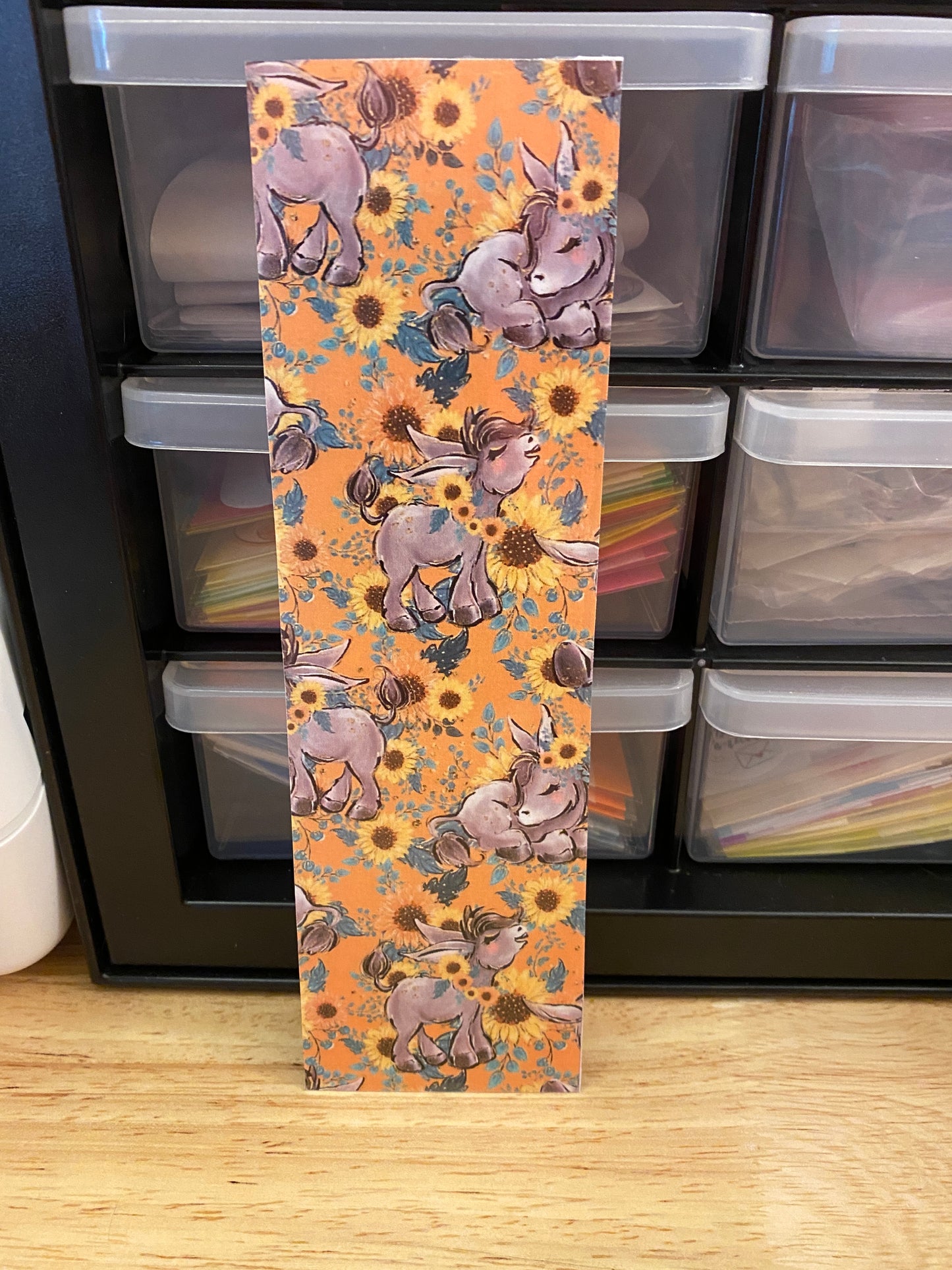 Double Sided Donkey with Sunflowers Bookmark