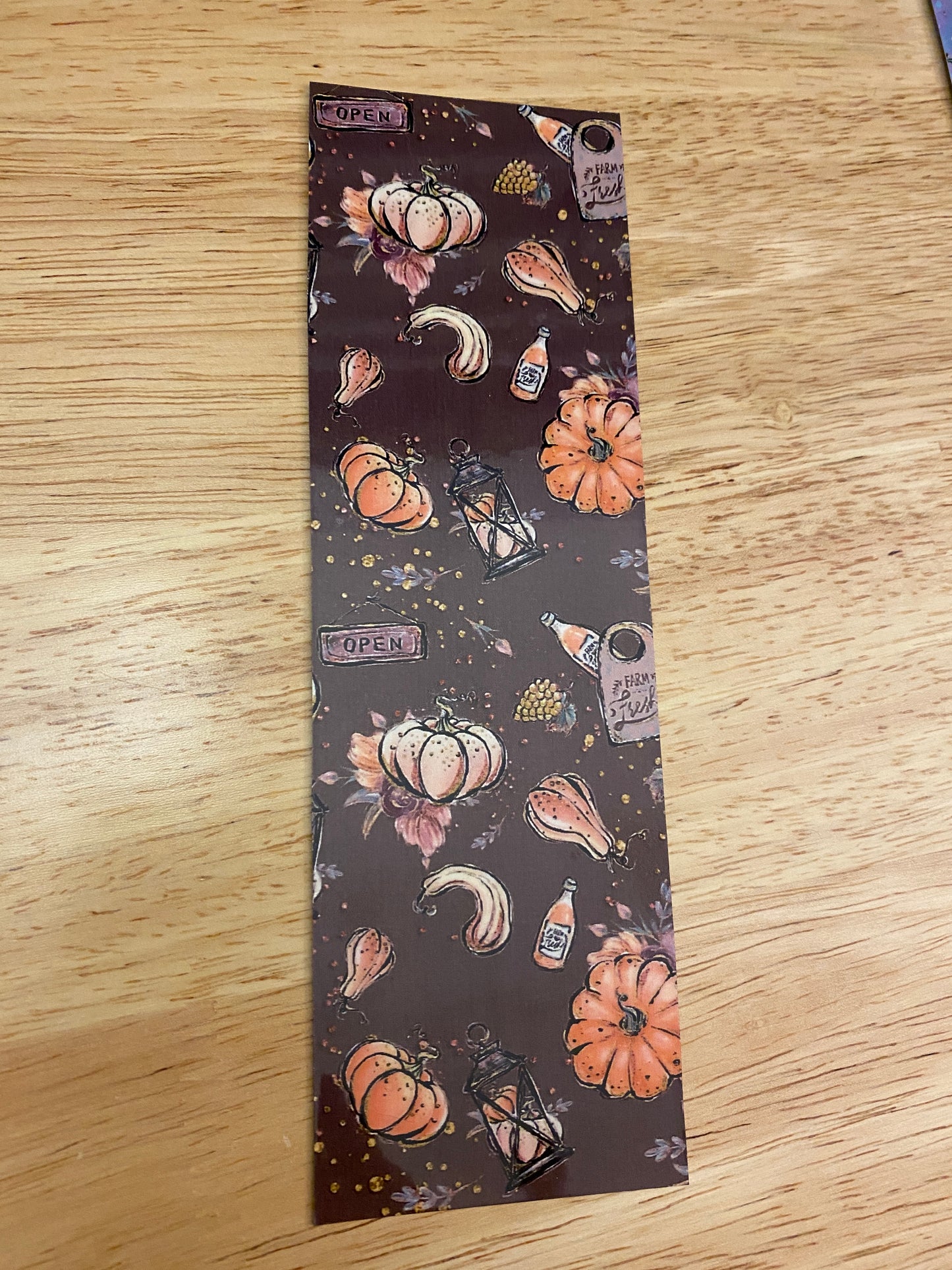 Double Sided Fall Girl with Autumn Leaves Bookmark