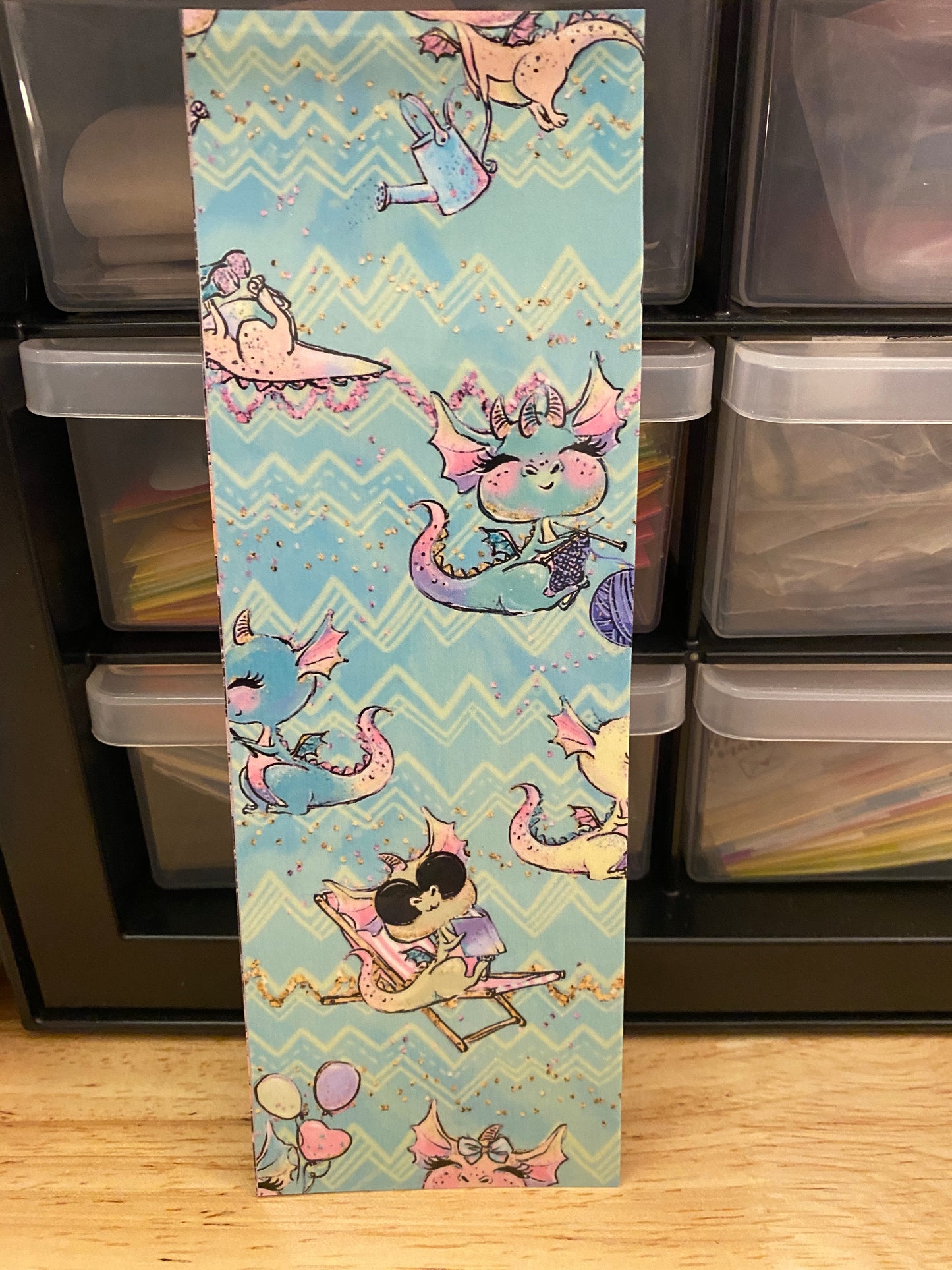 Double Sided Coffee Dragon Bookmark