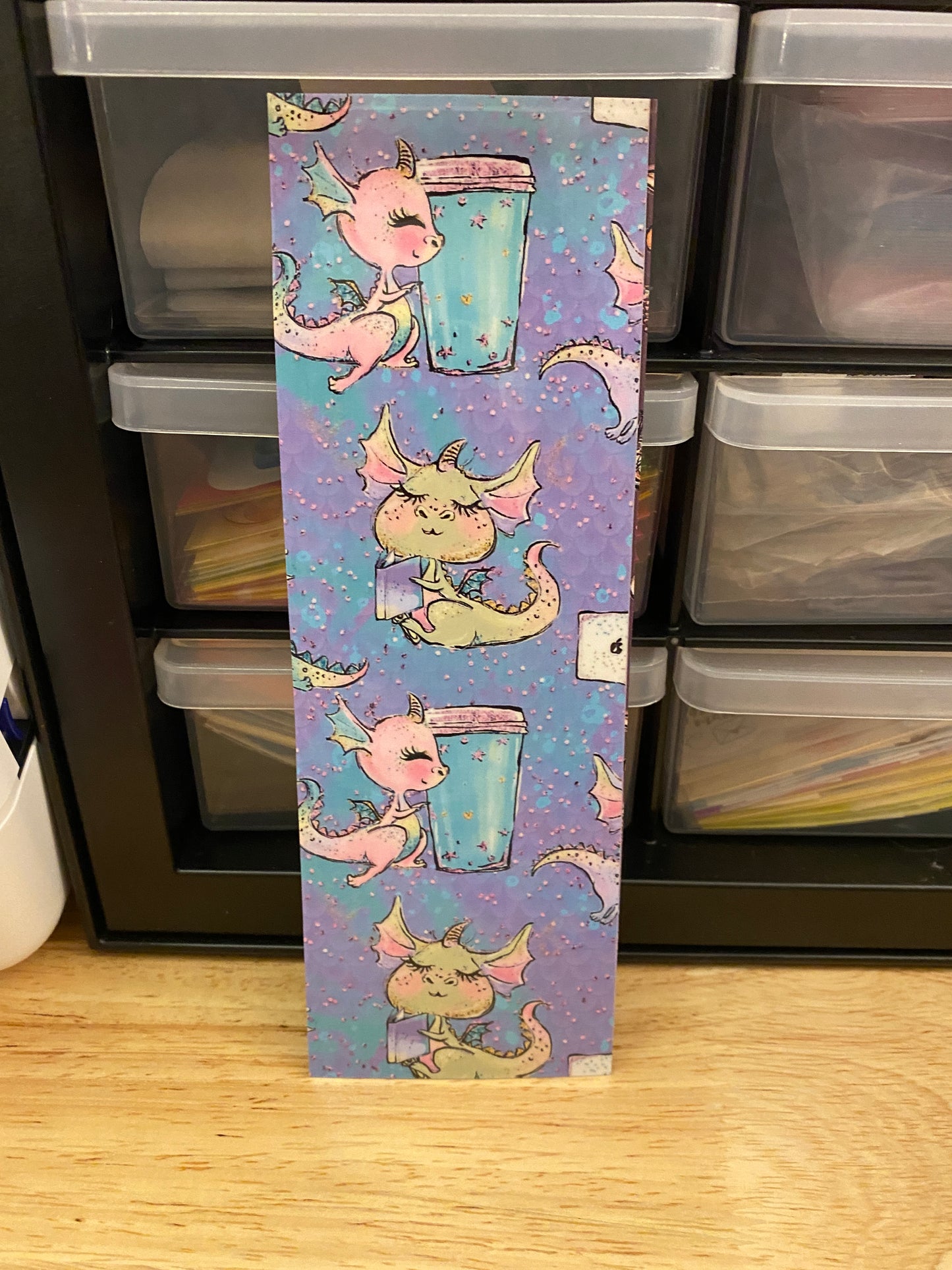 Double Sided Coffee Dragon Bookmark