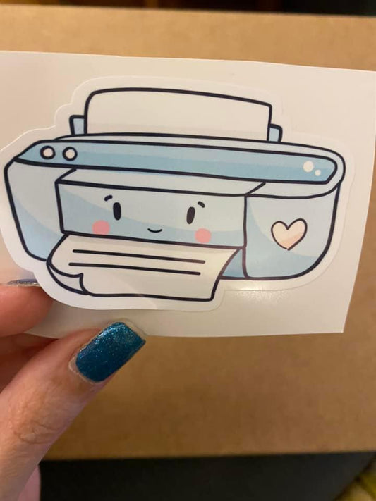 Cute Blue Printer Sticker