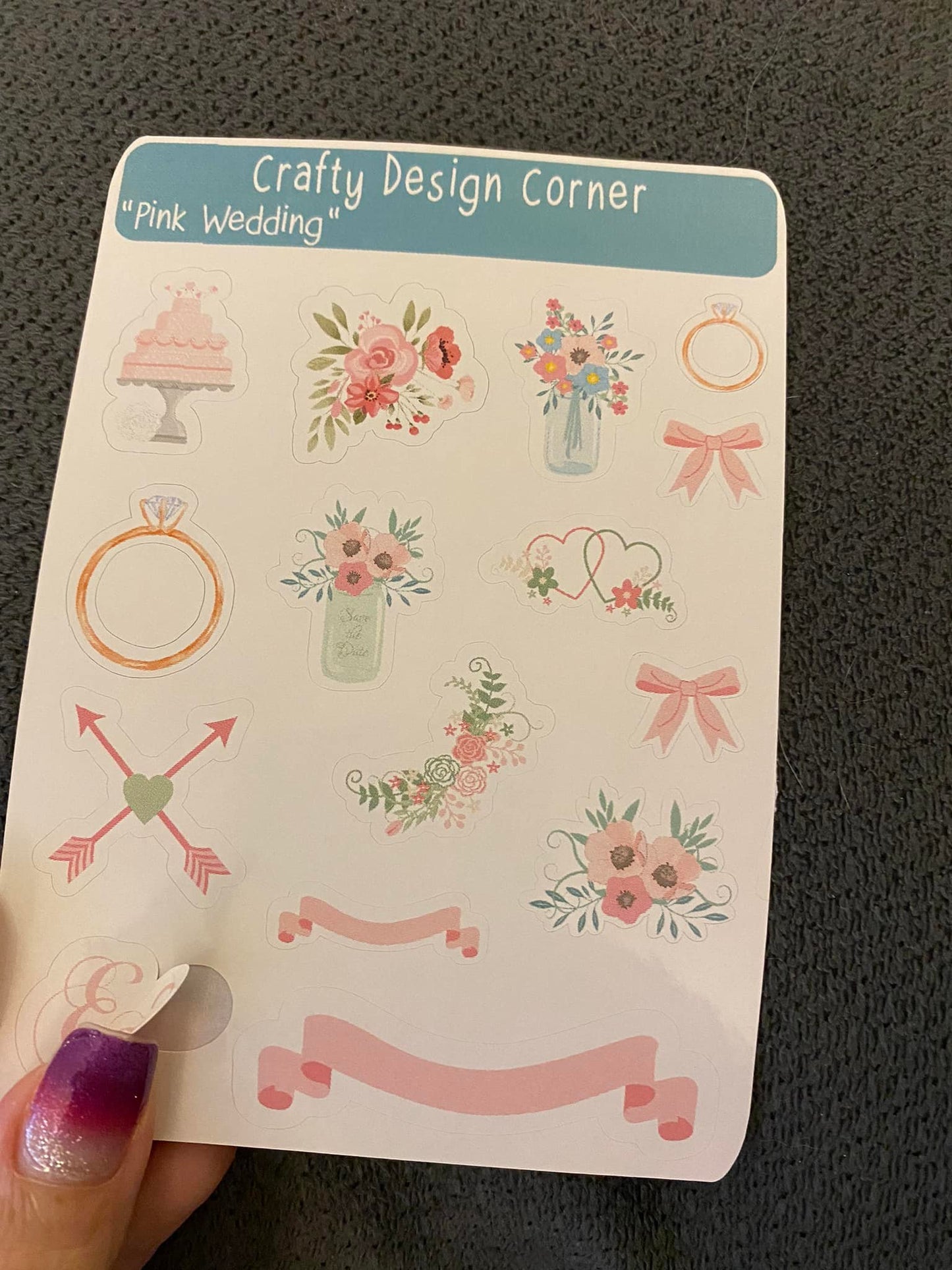 Cute 1" Pink Wedding Planning Sticker Sheet, Wedding sticker sheet