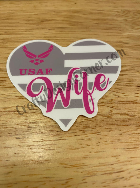 Heart USAF Wife Sticker