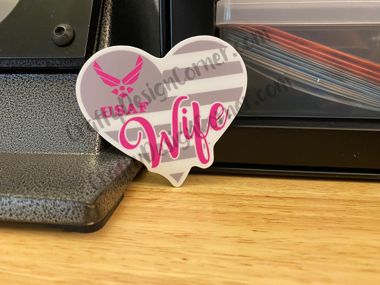 Heart USAF Wife Sticker