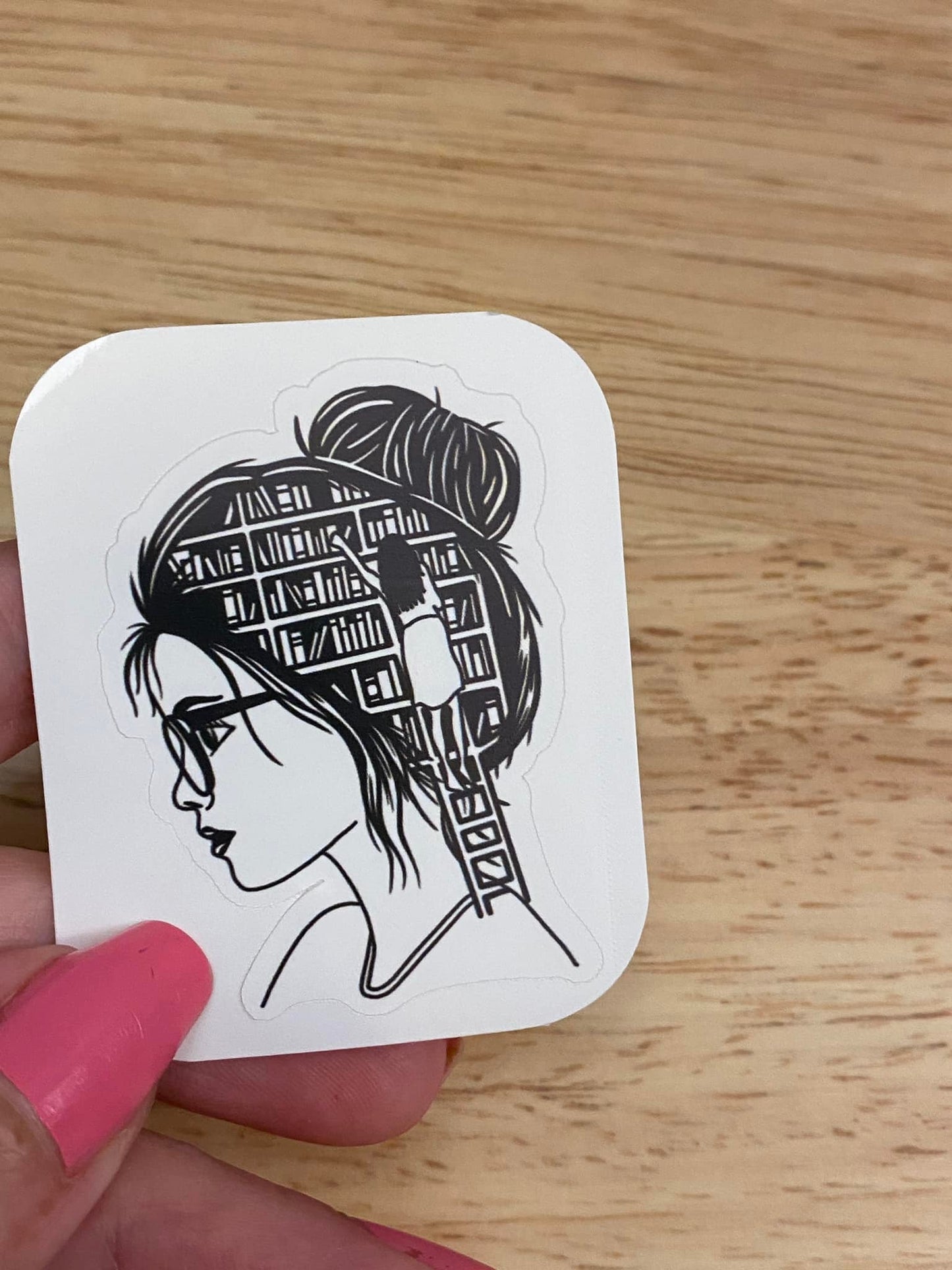 Girl with Glasses Readers Brain Sticker