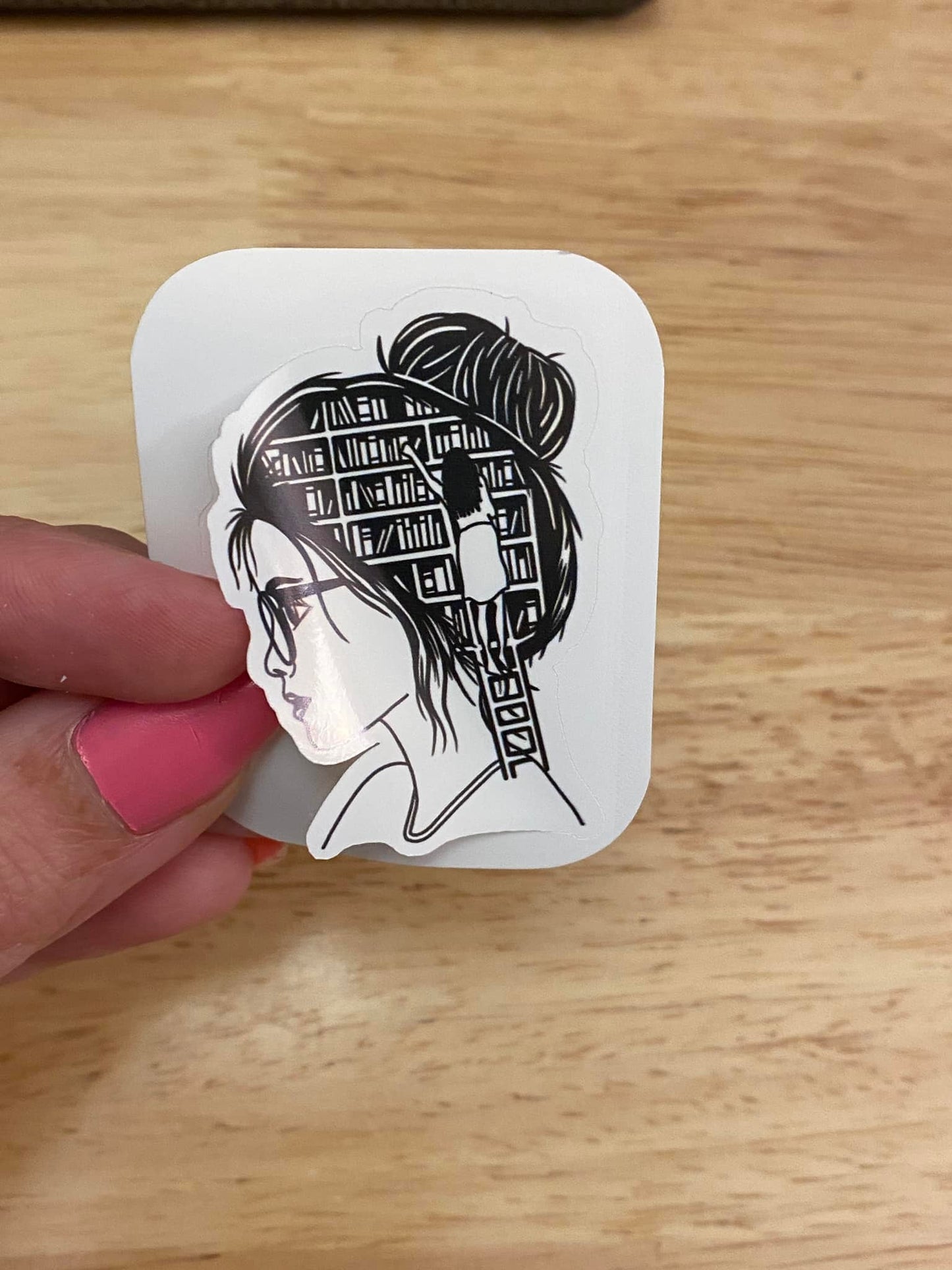 Girl with Glasses Readers Brain Sticker