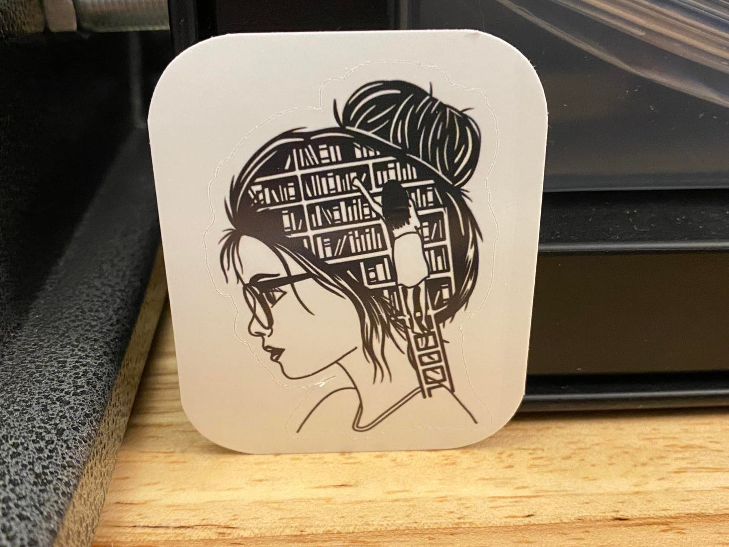 Girl with Glasses Readers Brain Sticker