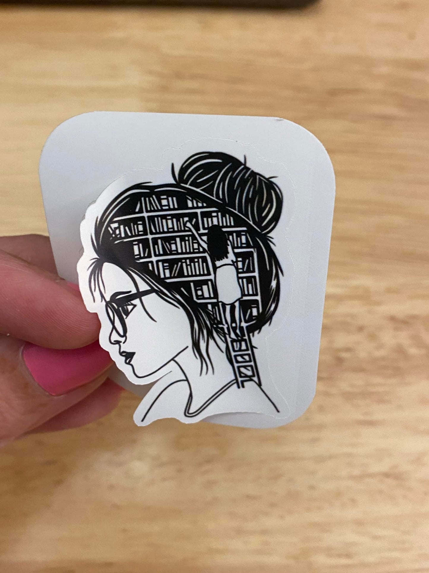 Girl with Glasses Readers Brain Sticker