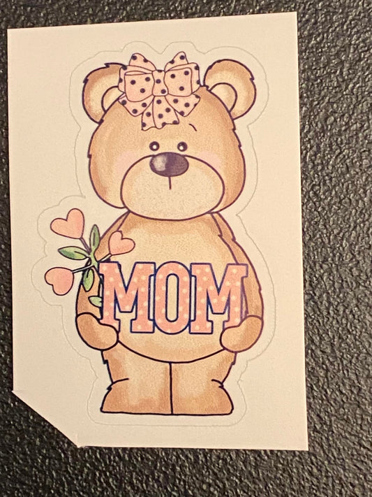 Bear with Bow Mom Sticker