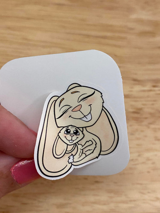 Cute Bunny with Mom Sticker