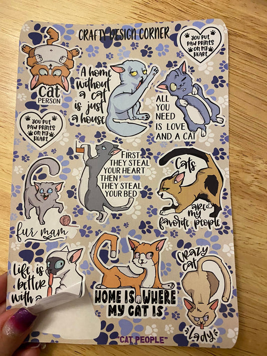 2" Cat Mom Sticker Sheet, Cat mom stickers, Cute Cats